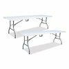 Iceberg Bifold Resin Folding Table, Rectangular, 94.5 in.x29.9 in.x30 in., White Granite Top, Gray Base/Legs, 2PK 61273